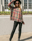 e Luna Plaid Mock Neck Boxy Top