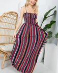 e Luna Striped Smocked Maxi Dress