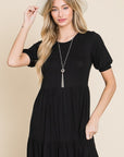 BOMBOM Short Sleeve Tiered Maxi Dress