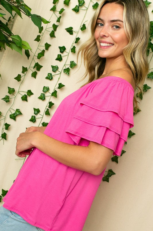 e Luna PLUS Off Shoulder Tiered Ruffle Top