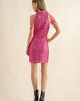 Sequins Bodycon Party Dress with Shoulder Beads