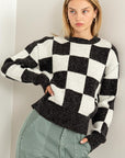 HYFVE Weekend Chills Checkered Long Sleeve Sweater