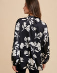 Annie Wear Frill Printed Balloon Sleeve Blouse