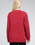 Zenana Melange Open Front Sweater Cardigan