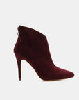 Beast Fashion Suede Stiletto Ankle Booties with Back Zippers