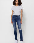 Flying Monkey Mid Rise Ankle Skinny w Distressed Hem Jean - Online Only