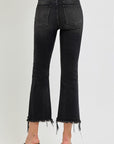 RISEN Full Size Raw Hem Cropped Flare Jeans Plus Size