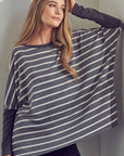 e Luna Stripe Mix Oversized Tunic Top