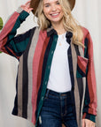 e Luna PLUS Cozy Stripe Button Down Shacket