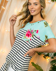 e Luna PLUS Striped Floral Mixed Top