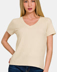 Zenana Ribbed Short Sleeve T-Shirt