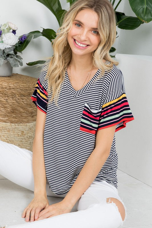 e Luna PLUS Multi Striped Boxy Top