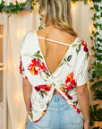 e Luna PLUS Floral Twist Back Loose Fit Top