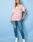 e Luna Dizzy Floral Solid Mix Boxy Top