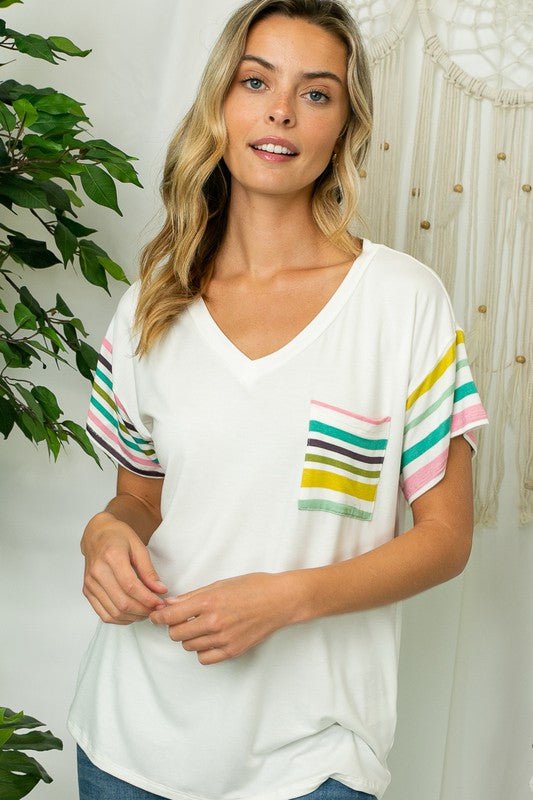 e Luna Multi Striped Boxy Top