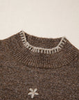 Chicory Floral Embroidered Mock Neck Sweater