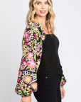 ODDI Full Size Floral Balloon Sleeve Blouse