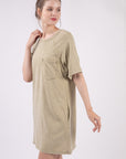 VERY J Washed Round Neck Mini Tee Dress