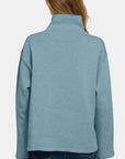 Zenana Turtleneck Half Snap Fleece Sweatshirt