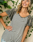 e Luna Striped Camo Twist Bottom Top