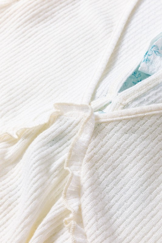 Floral Bow Tie Back Bubble Sleeve Peplum Top