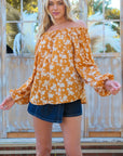 Hailey & Co Floral Off-Shoulder Balloon Sleeve Blouse