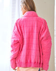 Davi & Dani Washed Soft Comfy Quilting Zip Closure Jacket