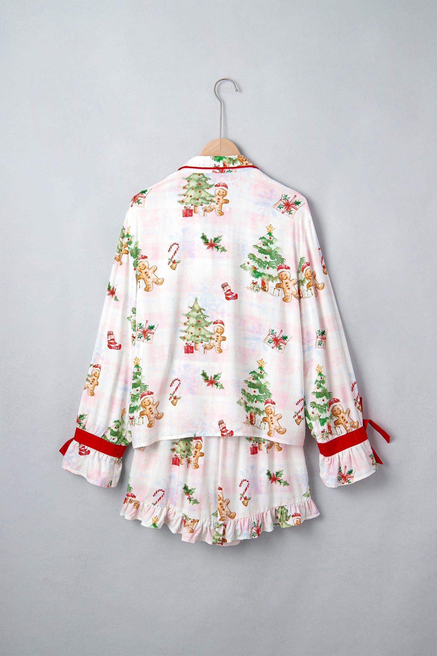 Gingerbread Bow Christmas Pajama Set