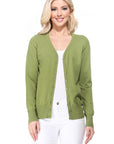 MAK Women's V-Neck Button Down Knit Cardigan Sweater