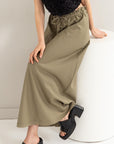 HYFVE Drawstring Washed Linen Maxi Skirt