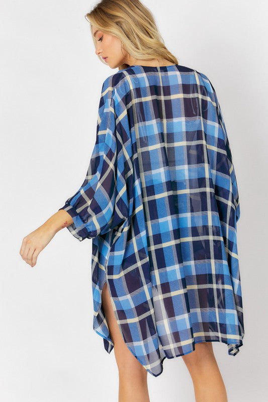 Davi &amp; Dani Striped Short Sleeve Kimono - Online Only