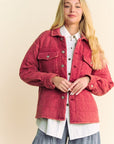 Davi & Dani Quilted Button Down Shacket with Chest Pockets