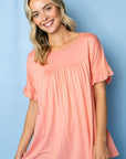 e Luna PLUS Solid Ruffled Sleeve Baby Doll Top