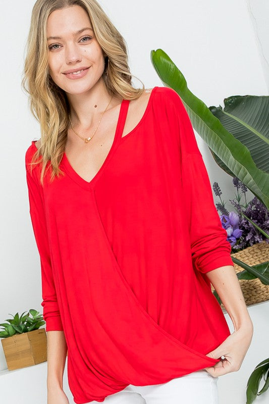 e Luna Solid Crossover Sexy Blouse