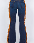 GJG Denim Fringe Bell Bottom in Dark Blue