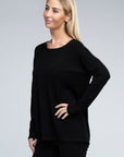 Zenana Viscose Front Pockets Sweater