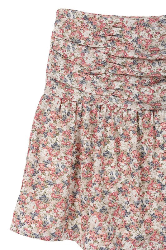 Lilou Shirred Floral Skirt