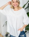 e Luna Solid Pintuck Tunic Blouse