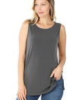 Zenana Sleeveless Top with Side Slit - Online Only