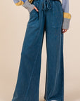 Mittoshop Mineral Wash French Terry Drawstring Wide Leg Pants