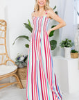 e Luna Striped Smocked Maxi Dress