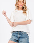 Ces Femme Textured Puff Sleeve Top