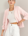 HYFVE Open Front Ruched Sleeve Blazer