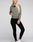 Fuzzy Trim Zip-Up Crop Hoodie