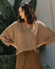 Annie Wear Notched Batwing Sleeve Blouse