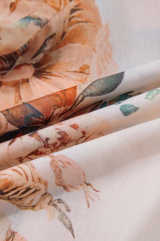 Floral Puff Sleeve Collared Shirt