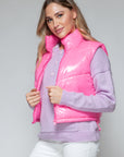 Snobbish Zip Up Turtleneck Shiny Quilted Vest