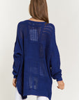 Davi & Dani Openwork Side Slit Drop Shoulder Knit Cover Up