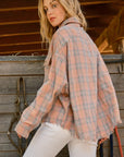 And The Why Full Size Plaid Button Up Raw Hem Shirt