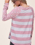 e Luna Dot Stripe Mixed Sweatshirt